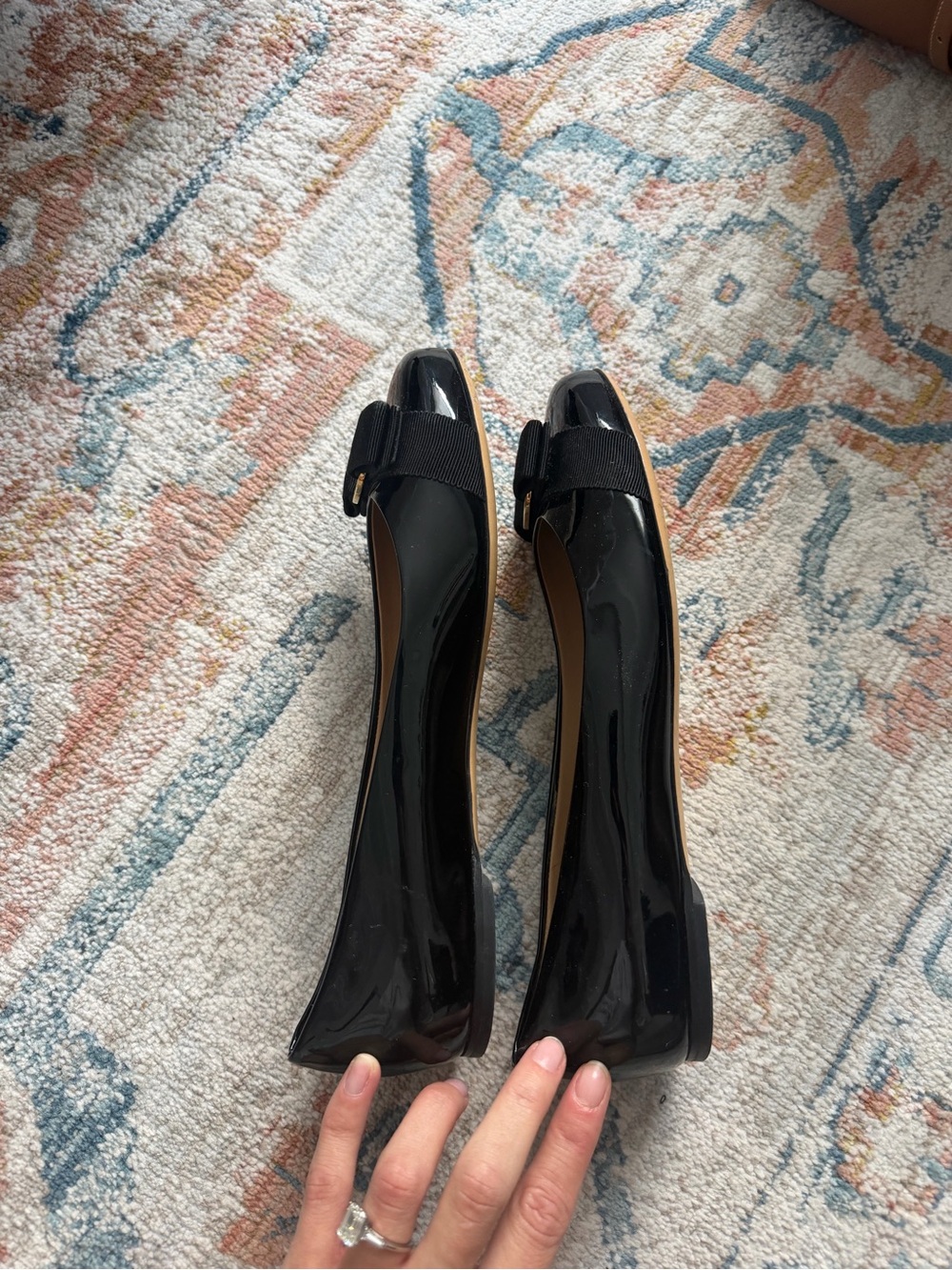 Salvatore Ferragamo Black Varina Patent Leather Bow Ballerina Flats - Picture 6 of 6